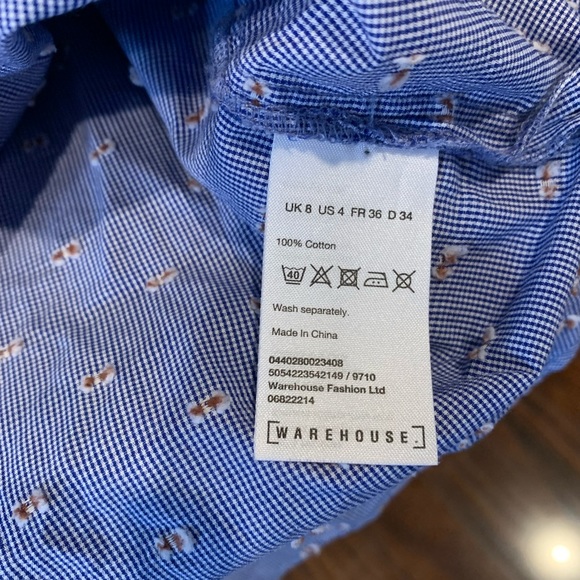 Warehouse | Blue Button Down Shirt w Front Tie - Picture 4 of 8